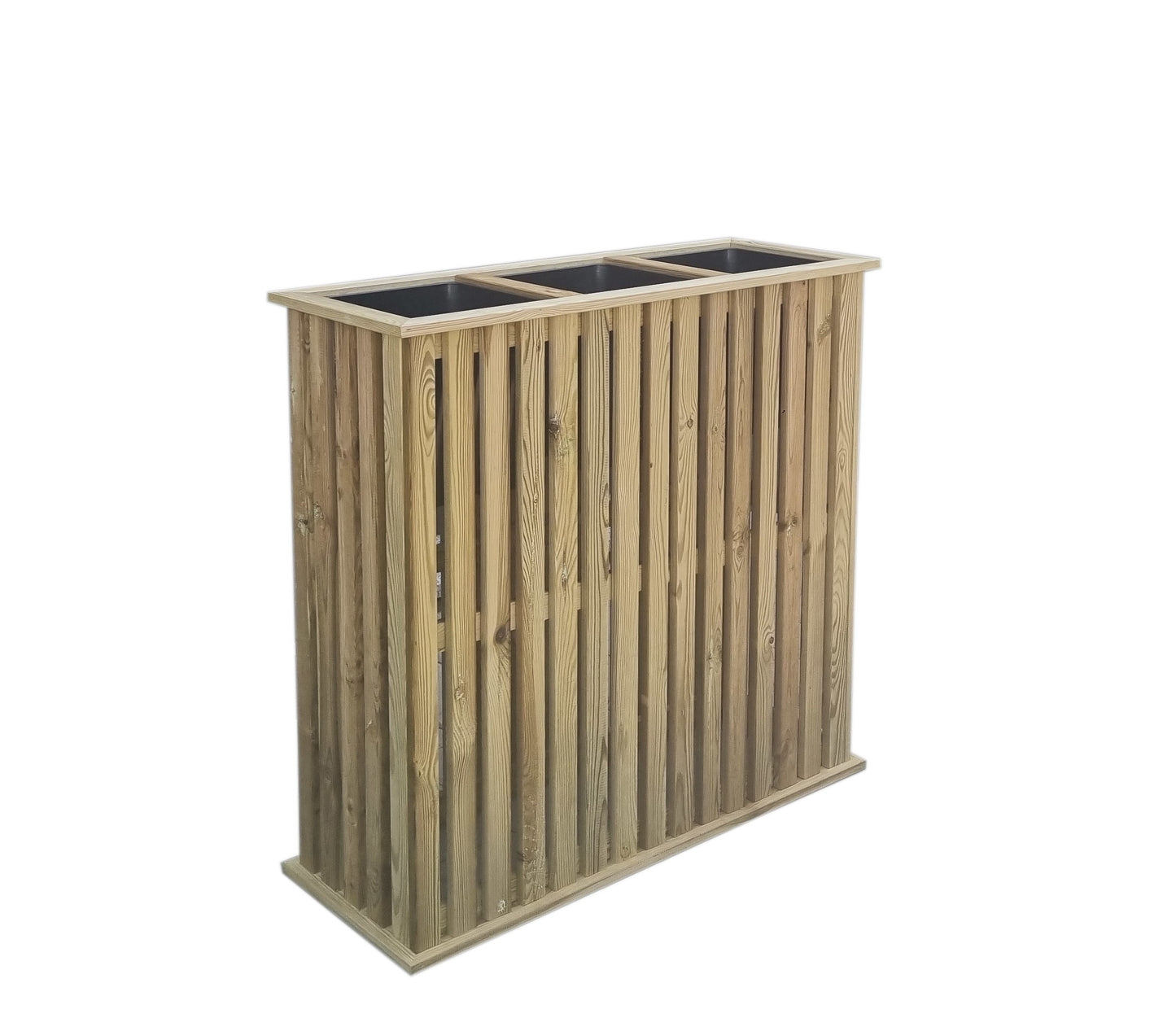FIORIERA TOTEM VERTICALE IN LEGNO DI PINO IMPREGNATO CON INSERTO DI PLASTICA