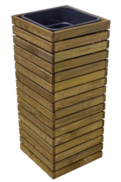 FIORIERA TOTEM IN LEGNO DI PINO IMPREGNATO CON INSERTO DI PLASTICA RICICLATA