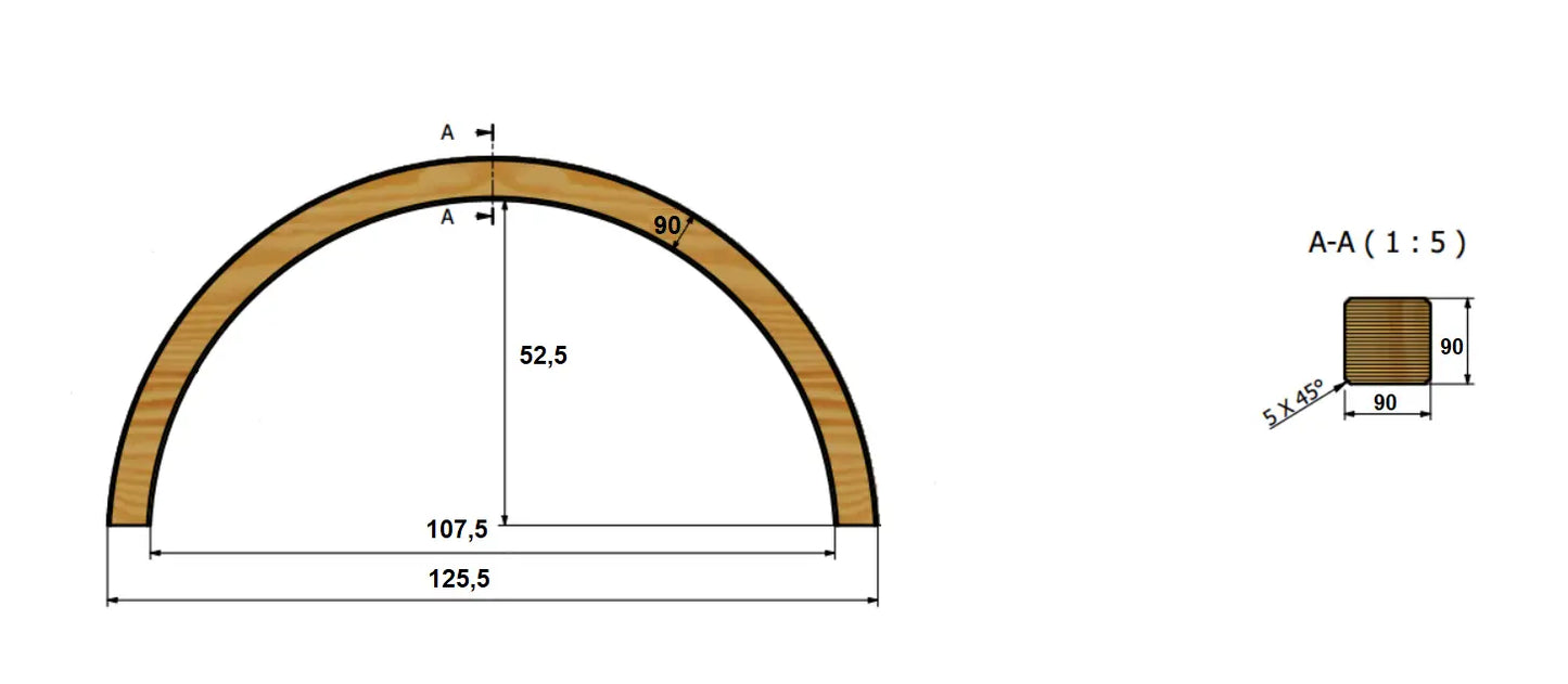 ARCHI IN PINO LAMELLARE 7x7 / 9x9 PER CAR PORT, PERGOLE, PENSILINE, GAZEBI - 120cm Brico Pali Legno by Holz Brenz srl