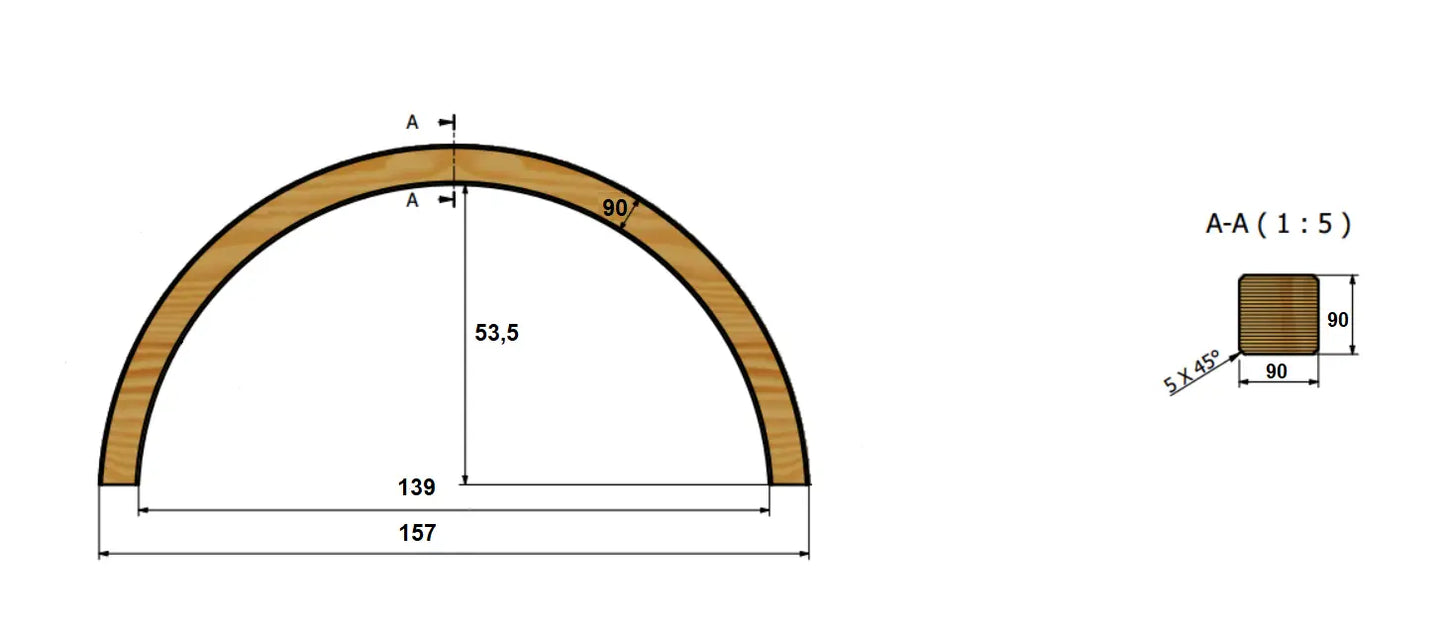 ARCHI IN PINO LAMELLARE 7x7 / 9x9 PER CAR PORT,PERGOLE,PENSILINE,GAZEBI- 150 cm Brico Pali Legno by Holz Brenz srl