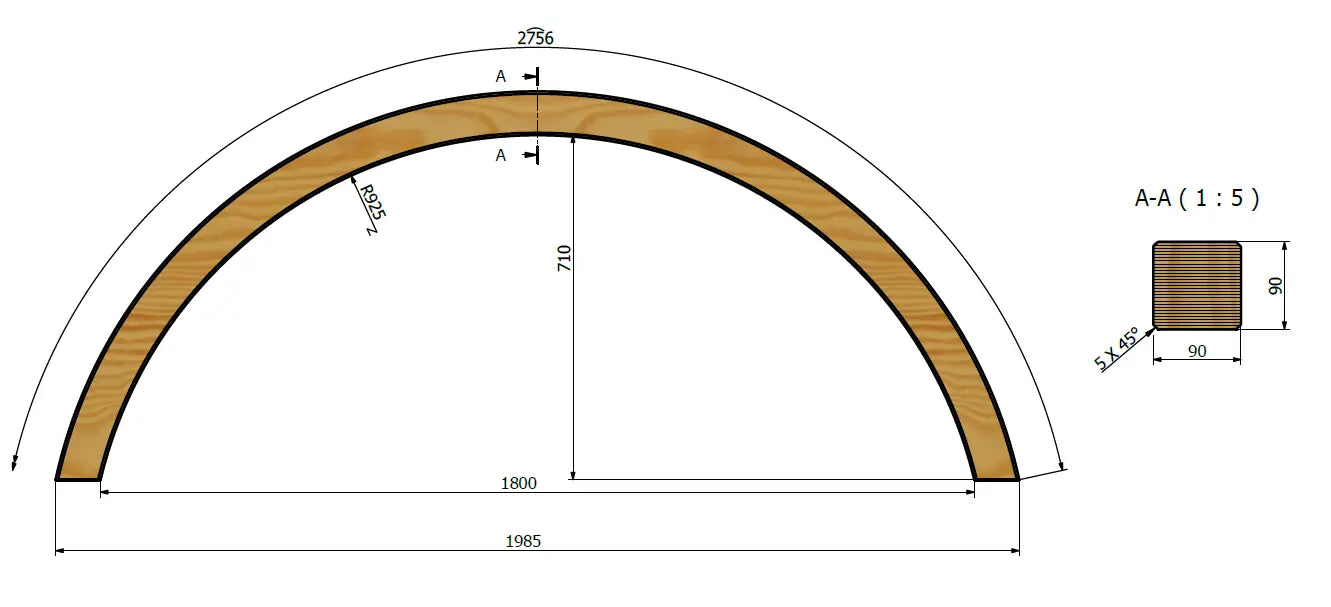 ARCHI IN PINO LAMELLARE PER CAR PORT,PERGOLE,PENSILINE,GAZEBI- 180 cm Brico Pali Legno by Holz Brenz srl