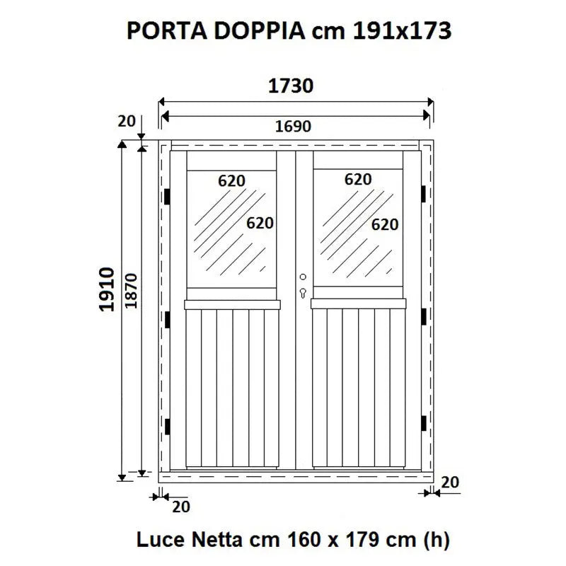 PORTA DOPPIA 173X191 IN LEGNO DI ABETE Brico Pali Legno by Holz Brenz srl