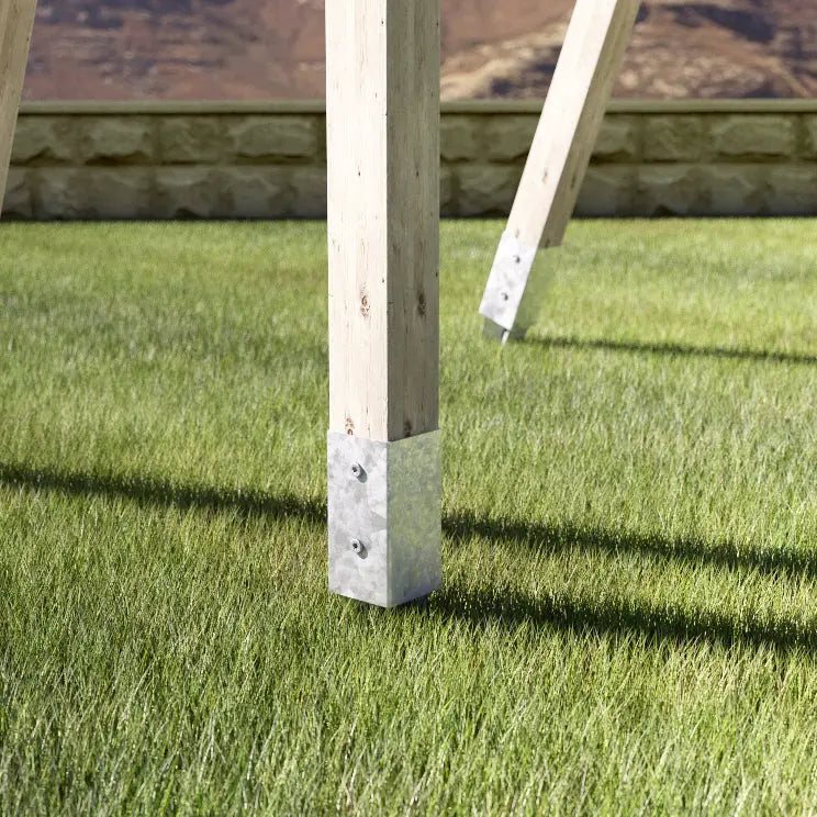 PORTAPILASTRO A SFONDARE QUADRATO ZINCATO Brico Pali Legno by Holz Brenz srl
