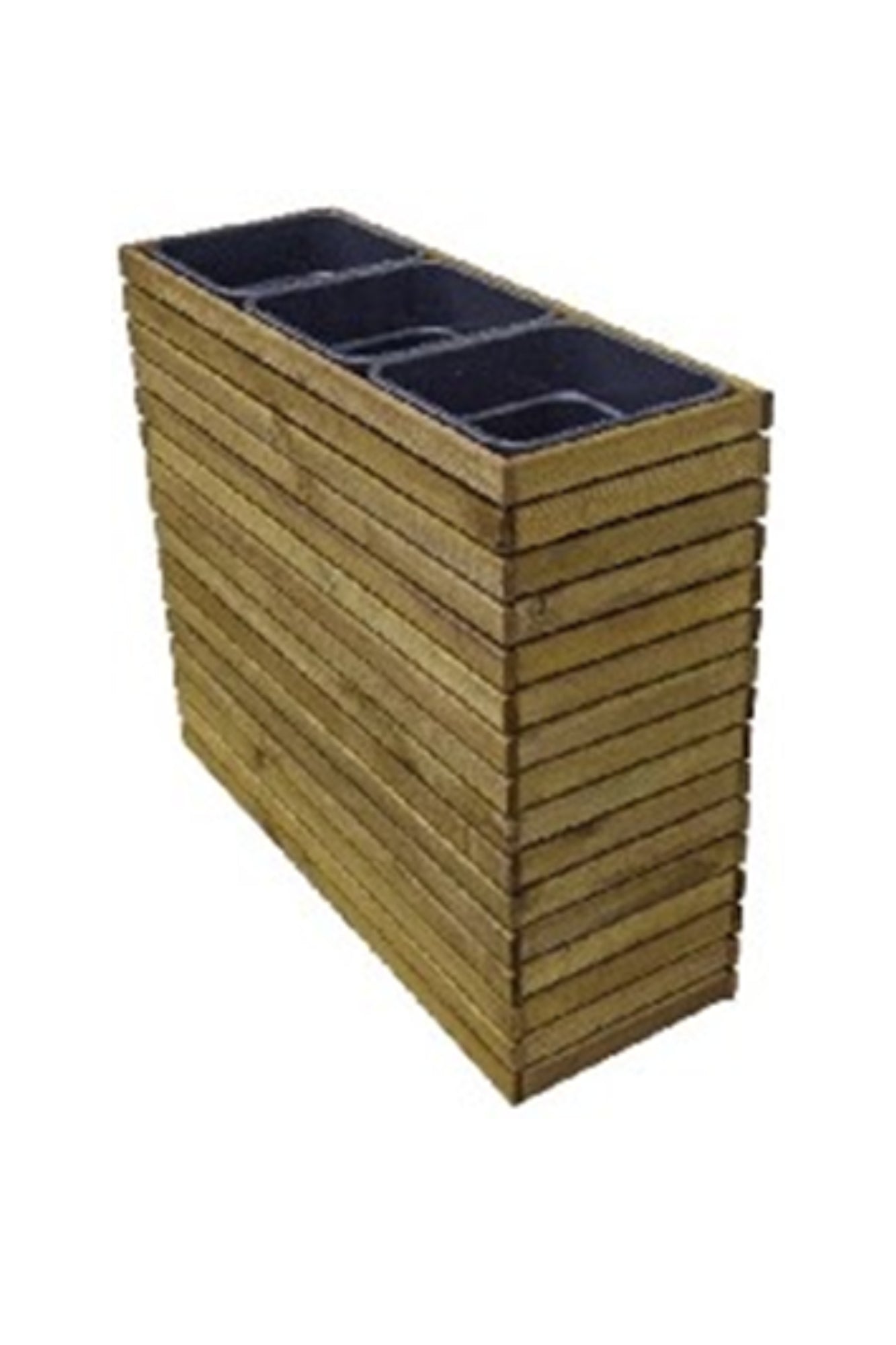 FIORIERA TOTEM IN LEGNO DI PINO IMPREGNATO CON INSERTO DI PLASTICA RICICLATA
