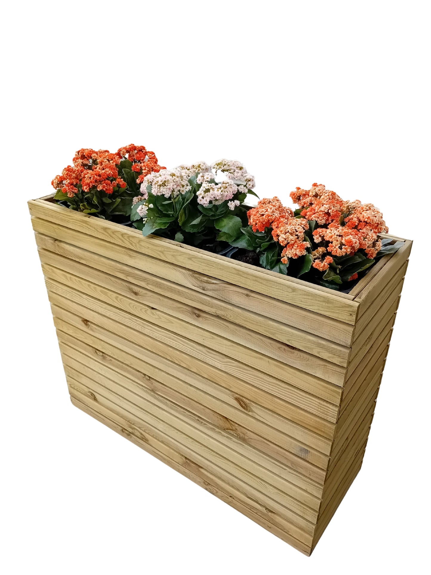 FIORIERA TOTEM IN LEGNO DI PINO IMPREGNATO CON INSERTO DI PLASTICA RICICLATA