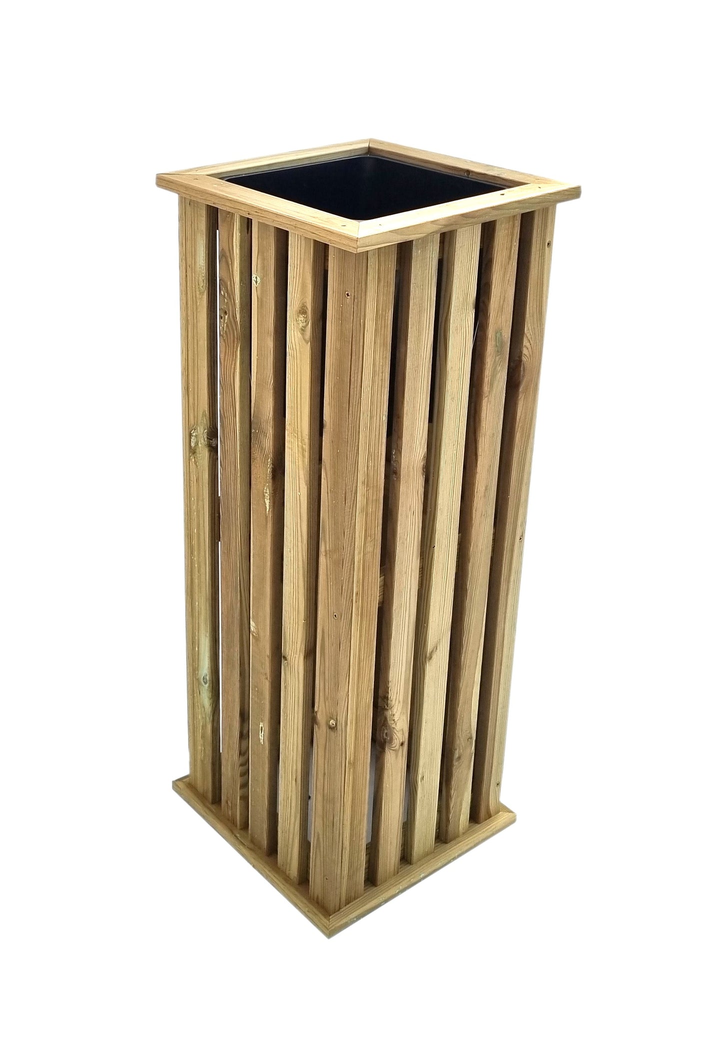 FIORIERA TOTEM VERTICALE IN LEGNO DI PINO IMPREGNATO CON INSERTO DI PLASTICA