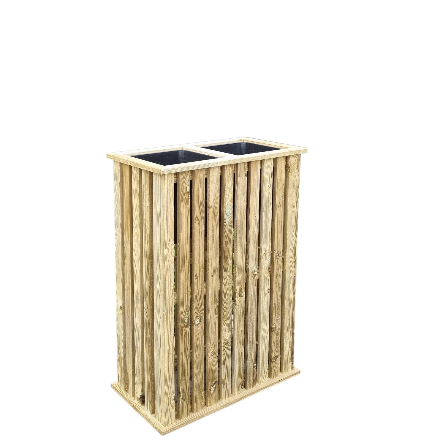 FIORIERA TOTEM VERTICALE IN LEGNO DI PINO IMPREGNATO CON INSERTO DI PLASTICA