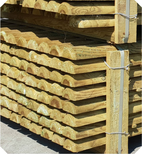 Mezzo palo tornito di legno di pino impregnato senza punta (10pz.)