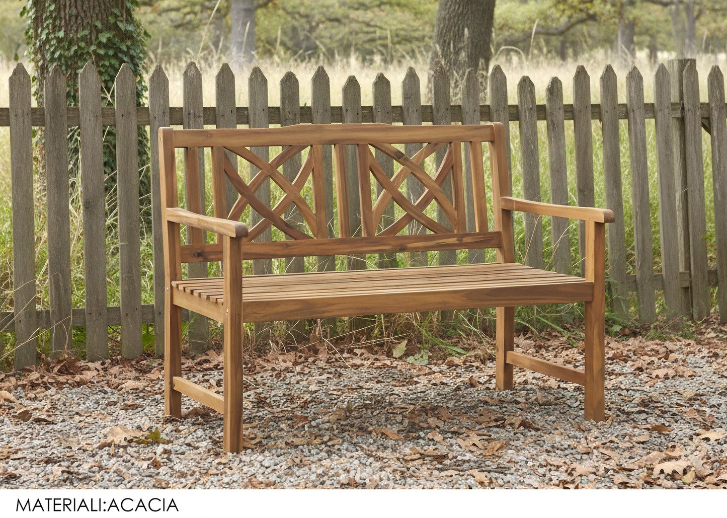 PANCHINA DA GIARDINO 120X62X91 CM IN LEGNO DI ACACIA