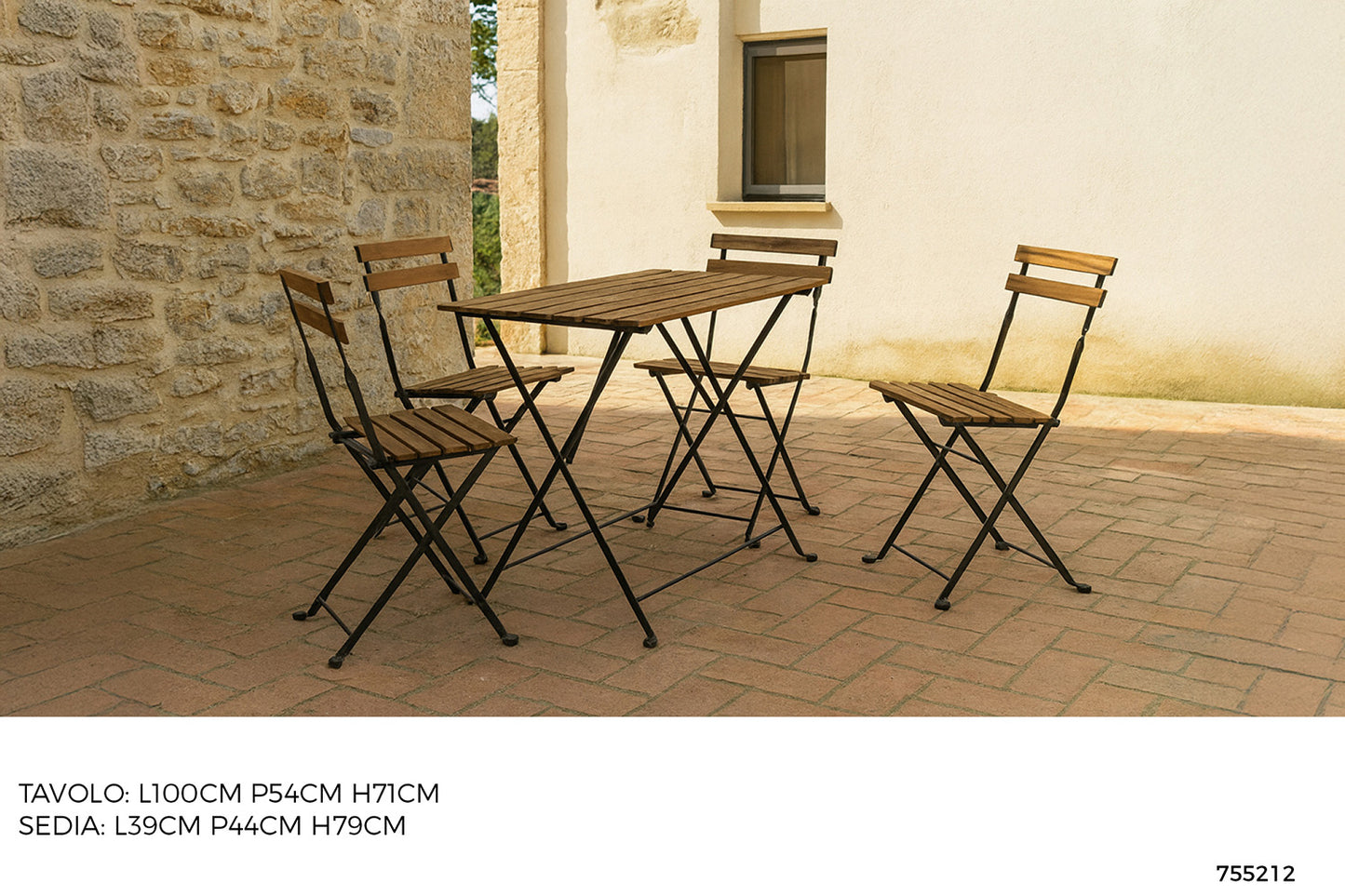 SET TAVOLO PIEGHEVOLE CON 4 SEDIE