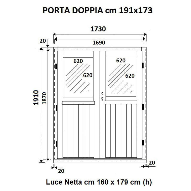 PORTA DOPPIA 173X191 IN LEGNO DI ABETE Brico Pali Legno by Holz Brenz srl