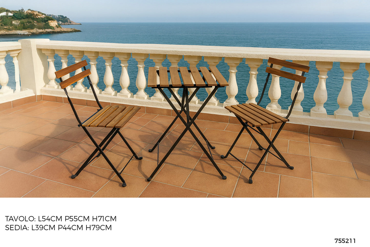 SET TAVOLO PIEGHEVOLE CON 2 SEDIE